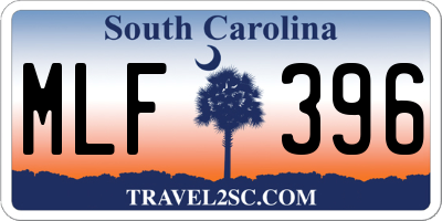 SC license plate MLF396