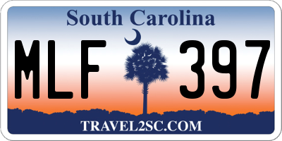 SC license plate MLF397