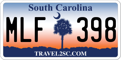 SC license plate MLF398