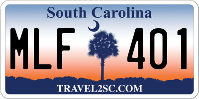 SC license plate MLF401