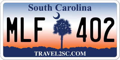 SC license plate MLF402