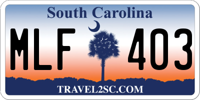 SC license plate MLF403