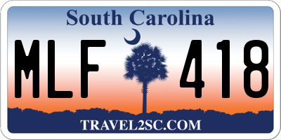 SC license plate MLF418