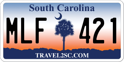 SC license plate MLF421