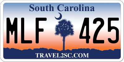 SC license plate MLF425