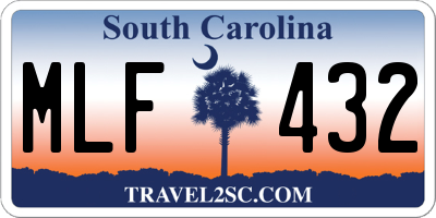 SC license plate MLF432