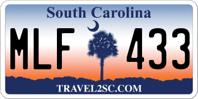 SC license plate MLF433