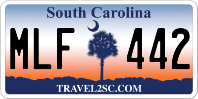 SC license plate MLF442