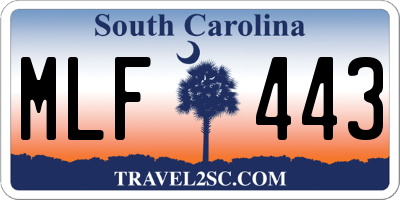 SC license plate MLF443