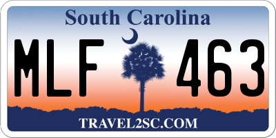 SC license plate MLF463