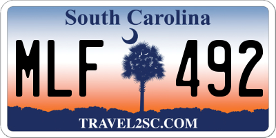 SC license plate MLF492