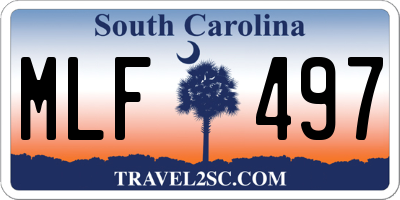 SC license plate MLF497