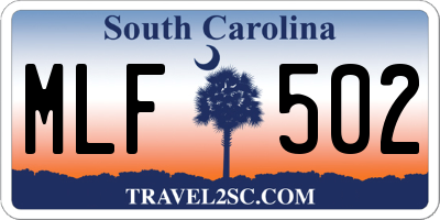 SC license plate MLF502