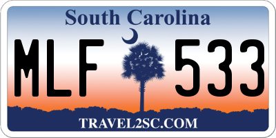 SC license plate MLF533