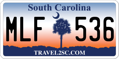 SC license plate MLF536