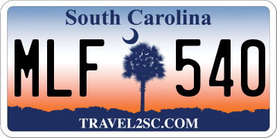 SC license plate MLF540