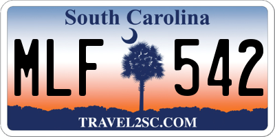 SC license plate MLF542
