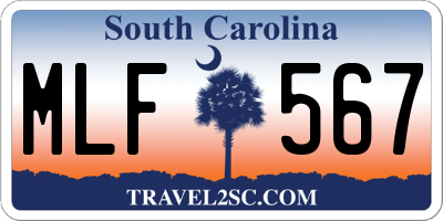 SC license plate MLF567