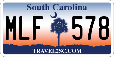 SC license plate MLF578