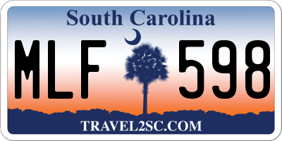 SC license plate MLF598