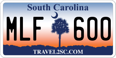 SC license plate MLF600