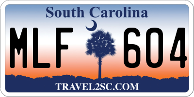 SC license plate MLF604