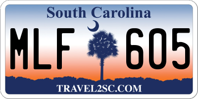 SC license plate MLF605