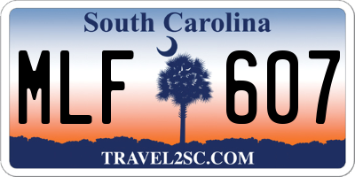 SC license plate MLF607