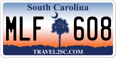 SC license plate MLF608