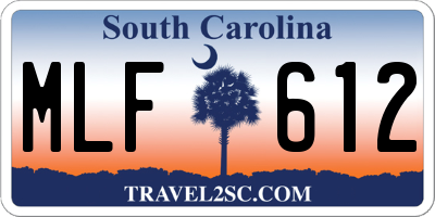 SC license plate MLF612