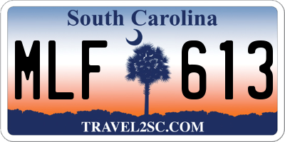 SC license plate MLF613