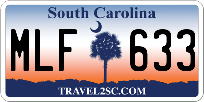 SC license plate MLF633