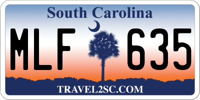 SC license plate MLF635