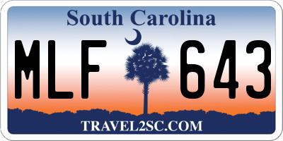 SC license plate MLF643