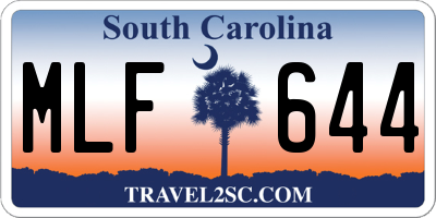 SC license plate MLF644