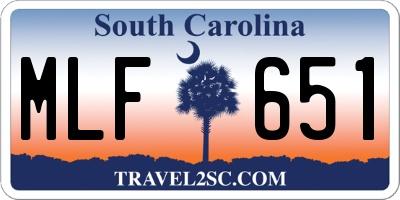 SC license plate MLF651