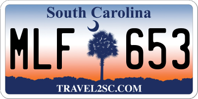 SC license plate MLF653