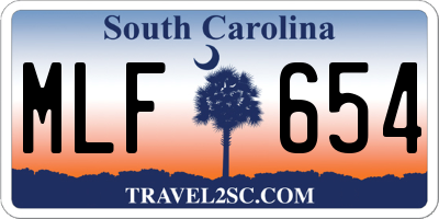 SC license plate MLF654