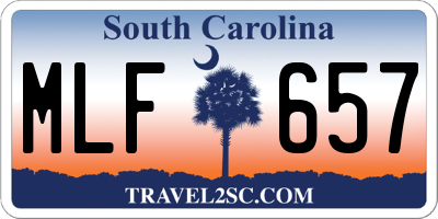 SC license plate MLF657