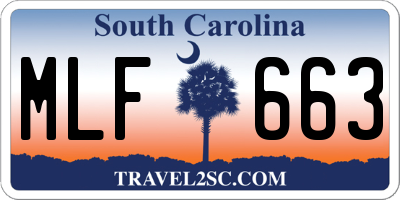 SC license plate MLF663