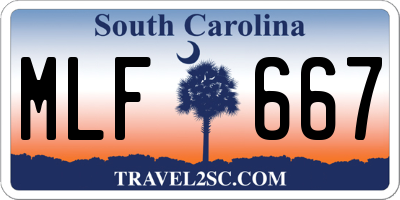 SC license plate MLF667