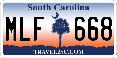 SC license plate MLF668