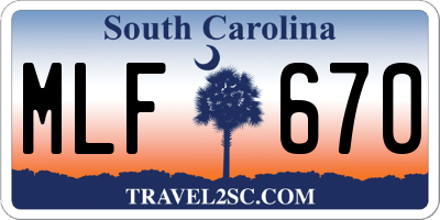 SC license plate MLF670
