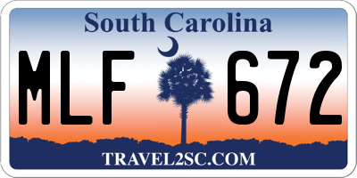 SC license plate MLF672