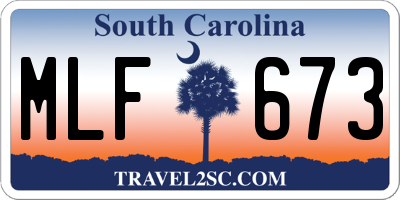 SC license plate MLF673