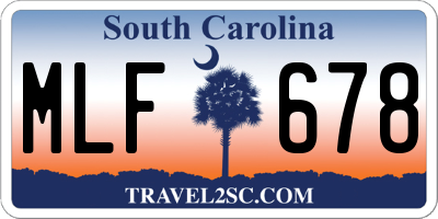SC license plate MLF678