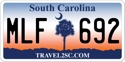 SC license plate MLF692