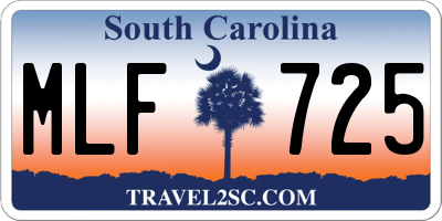 SC license plate MLF725