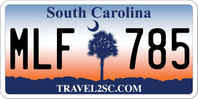 SC license plate MLF785