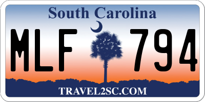 SC license plate MLF794